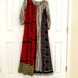 Beautiful multi-colored and design gown style kurti